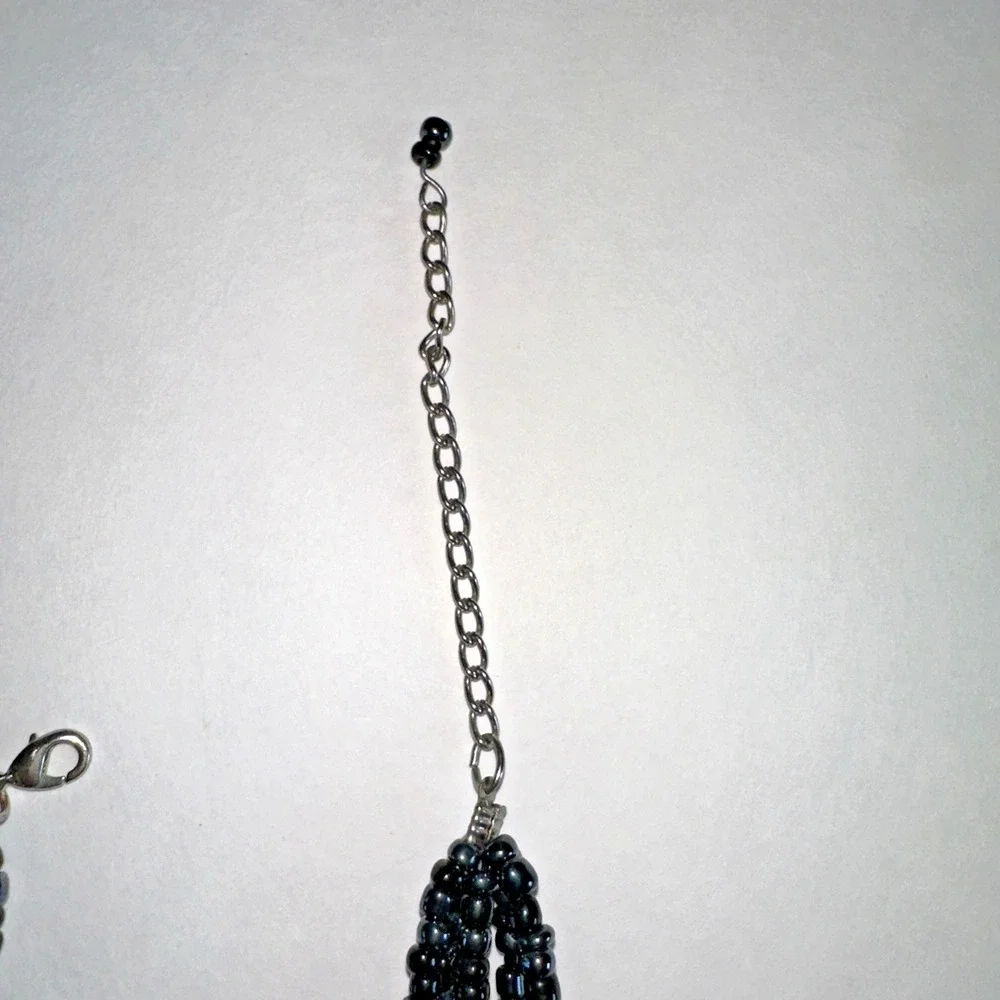 Unbranded Multi-Strand Necklace Women OS Navy Blue Excellent Layered Beaded